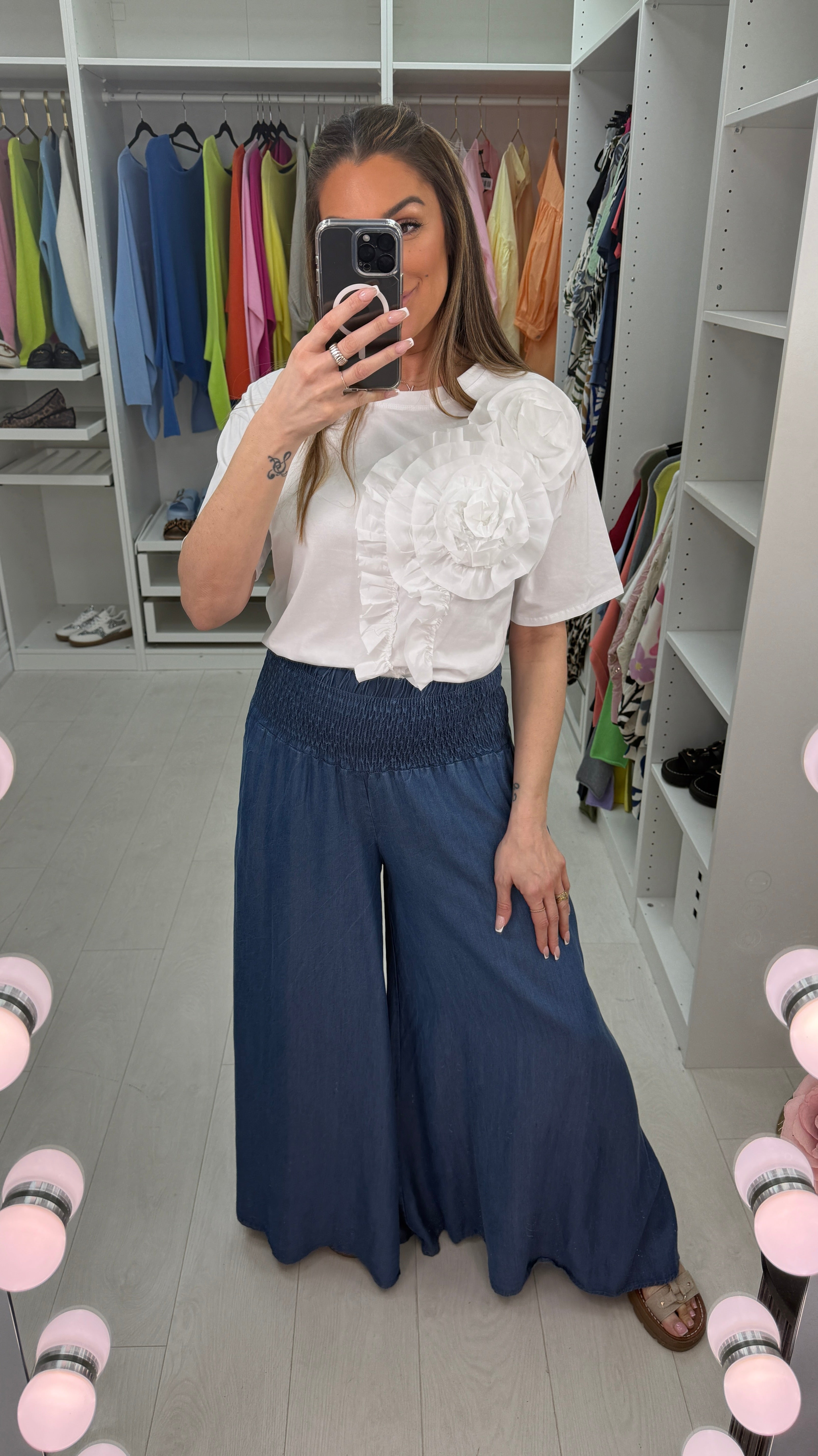 Cherie Elasticated Waist Loose Fit Denim Trousers