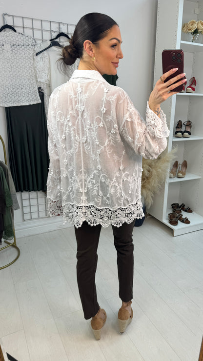 Cally Floral Embroidered Loose Fit Shirt