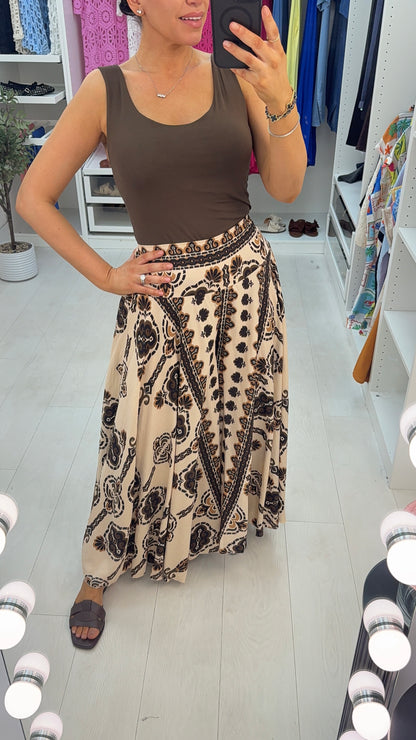 Camilo Paisley Print Elasticated Waist Wide Leg Trousers