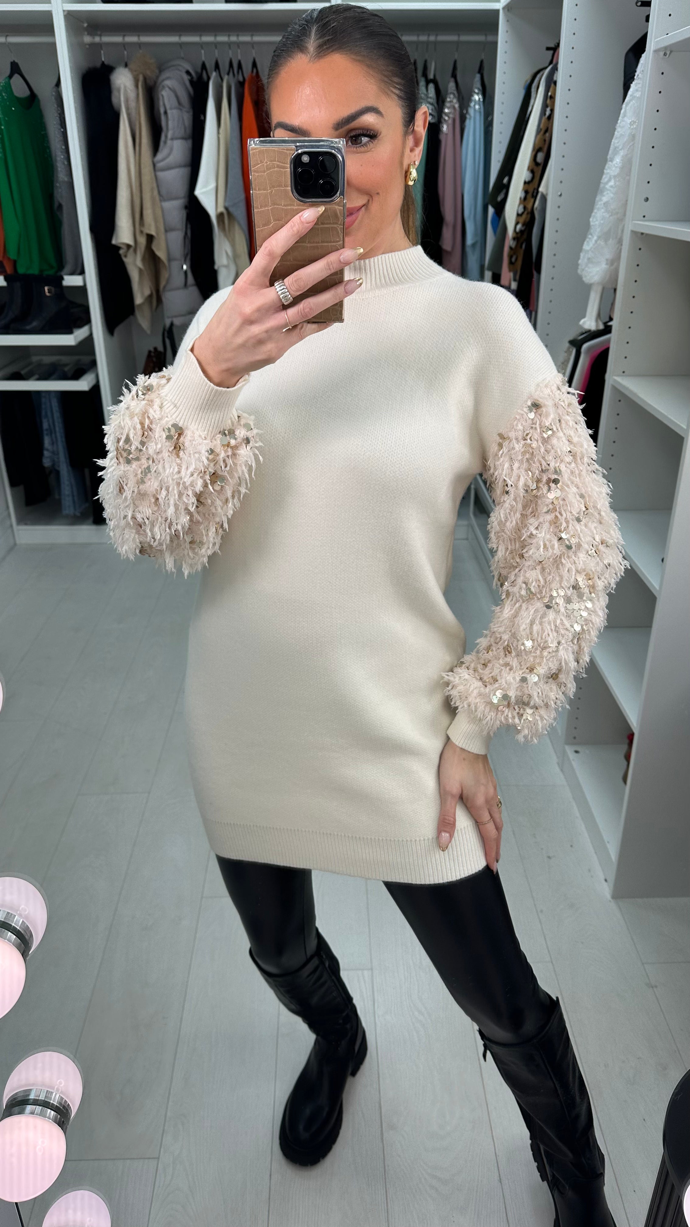 Malana Plain Detailed Sleeve Knit Jumper