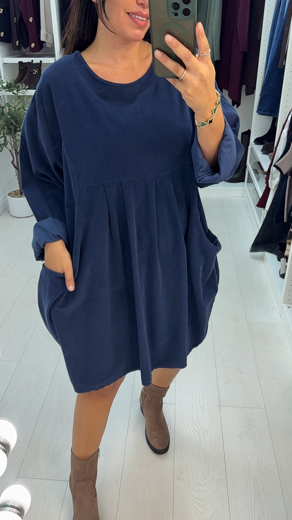 Fabiola Pocket Front Loose Fit Corduroy Dress