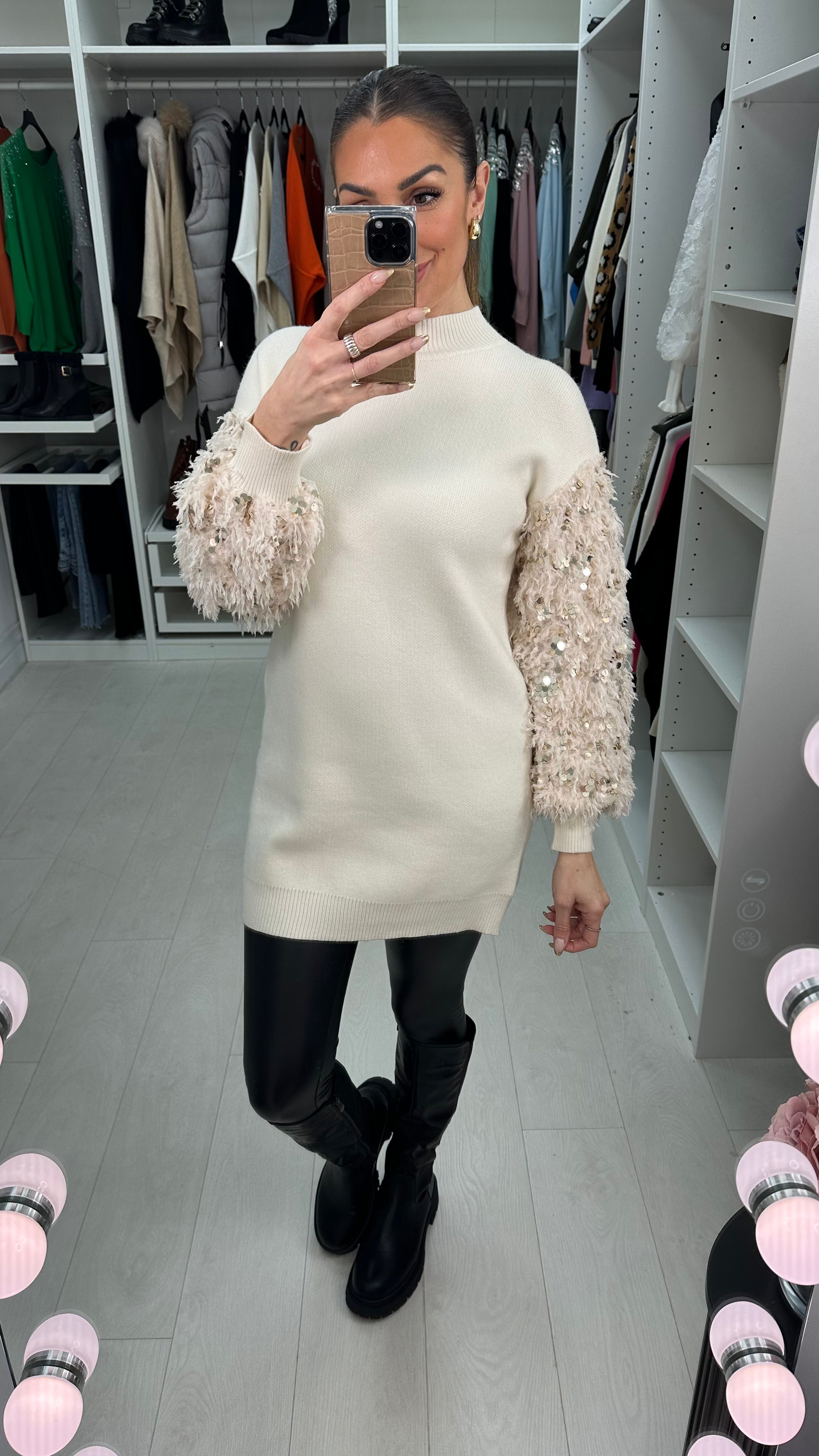 Malana Plain Detailed Sleeve Knit Jumper