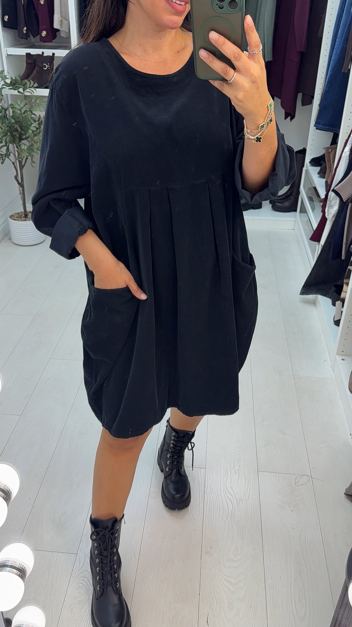 Fabiola Pocket Front Loose Fit Corduroy Dress