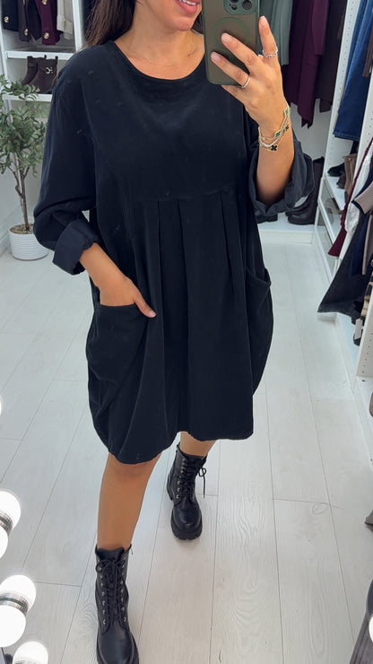 Fabiola Pocket Front Loose Fit Corduroy Dress