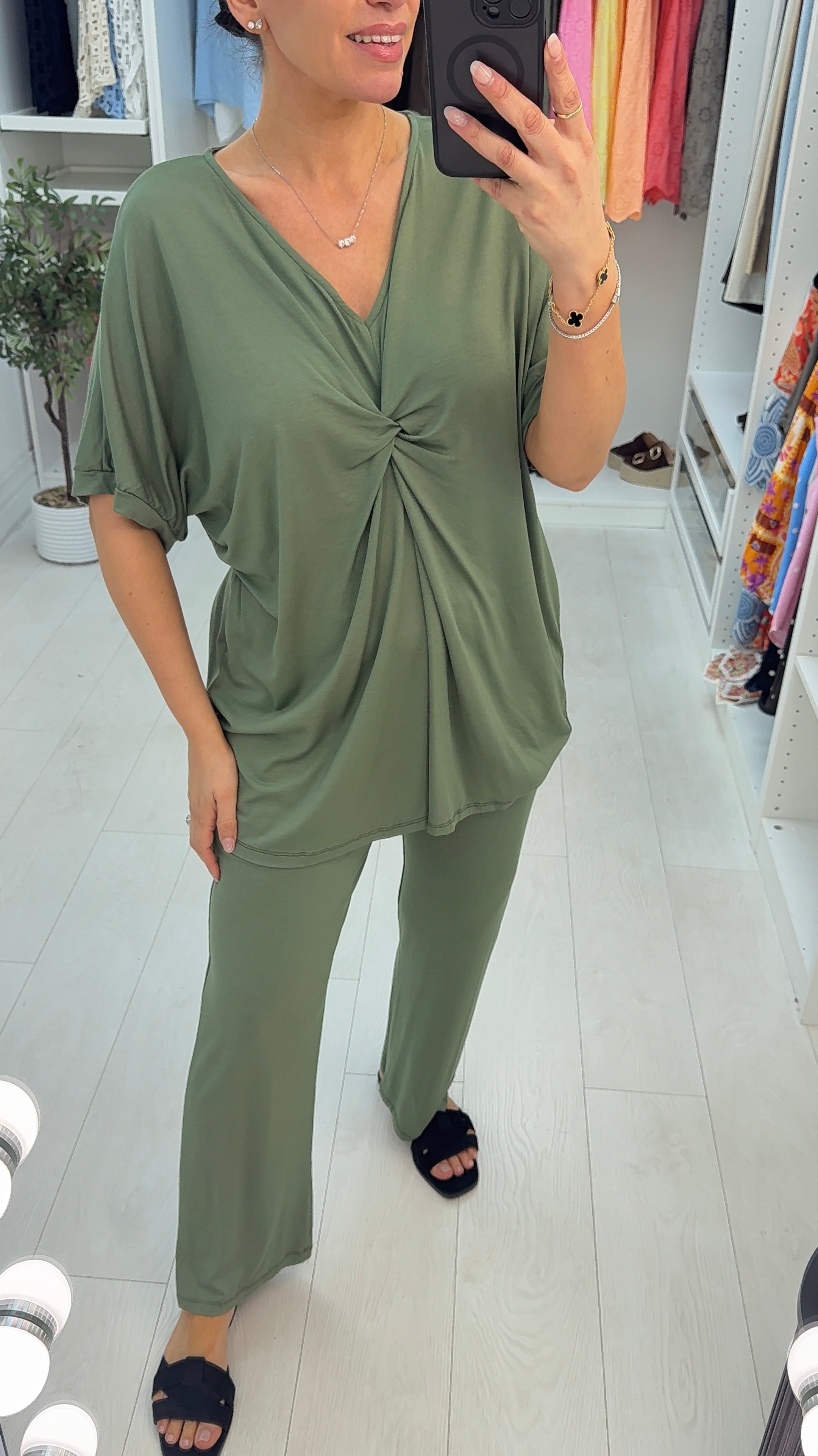 Candise Plain Twist Front Loose Fit Co-Ord Set