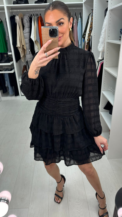 Lainey Sparkly Shirred Waist Mini Dress