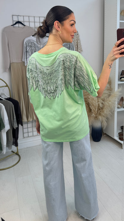 Debbie Plain Embellished Angel Wing Back T-Shirt