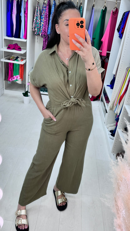 Annette Linen Tie Front Jumpsuit