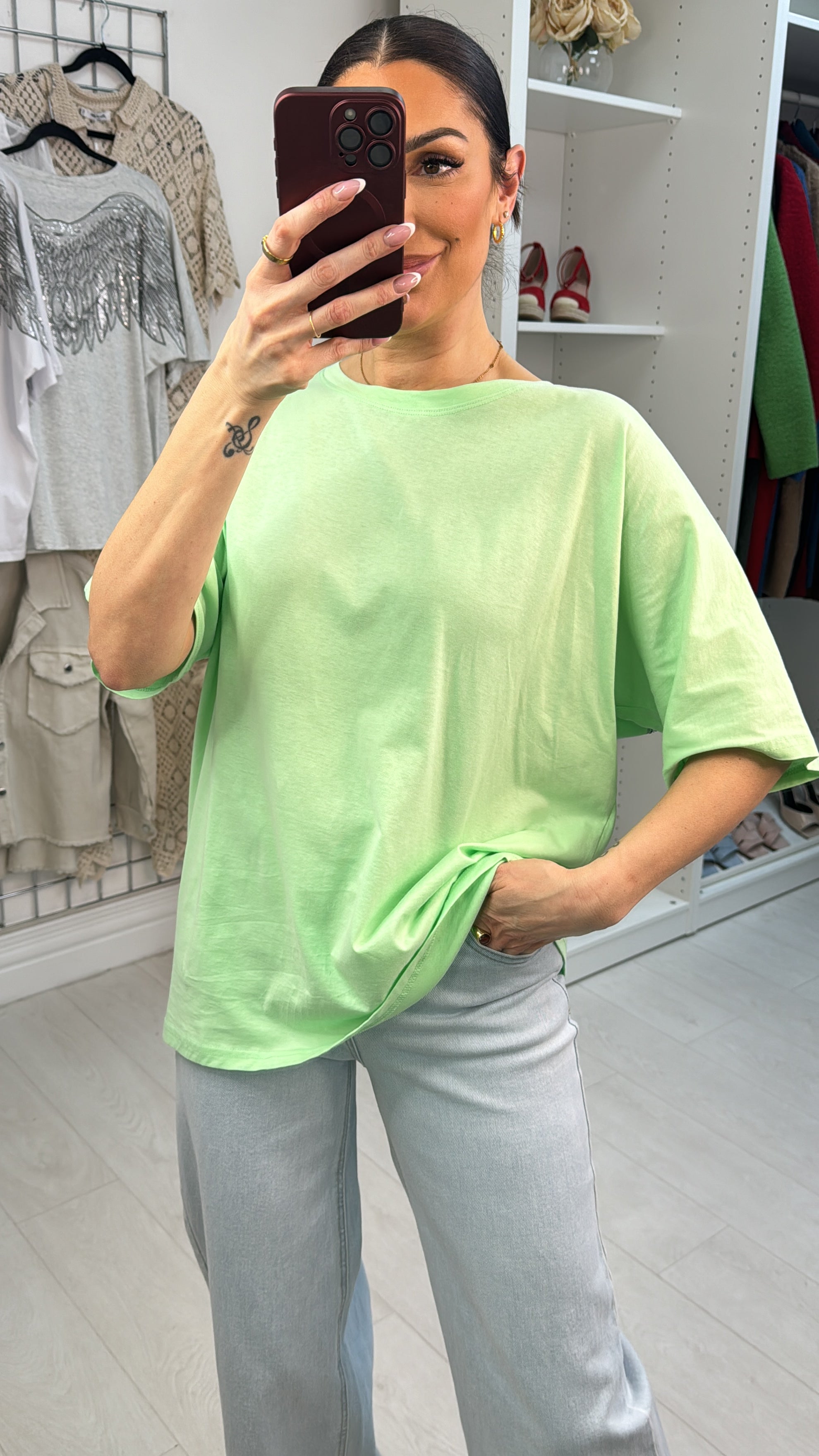 Debbie Plain Embellished Angel Wing Back T-Shirt