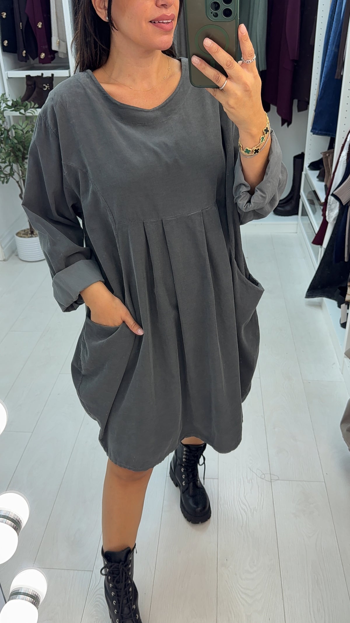 Fabiola Pocket Front Loose Fit Corduroy Dress