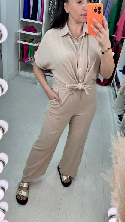 Annette Linen Tie Front Jumpsuit