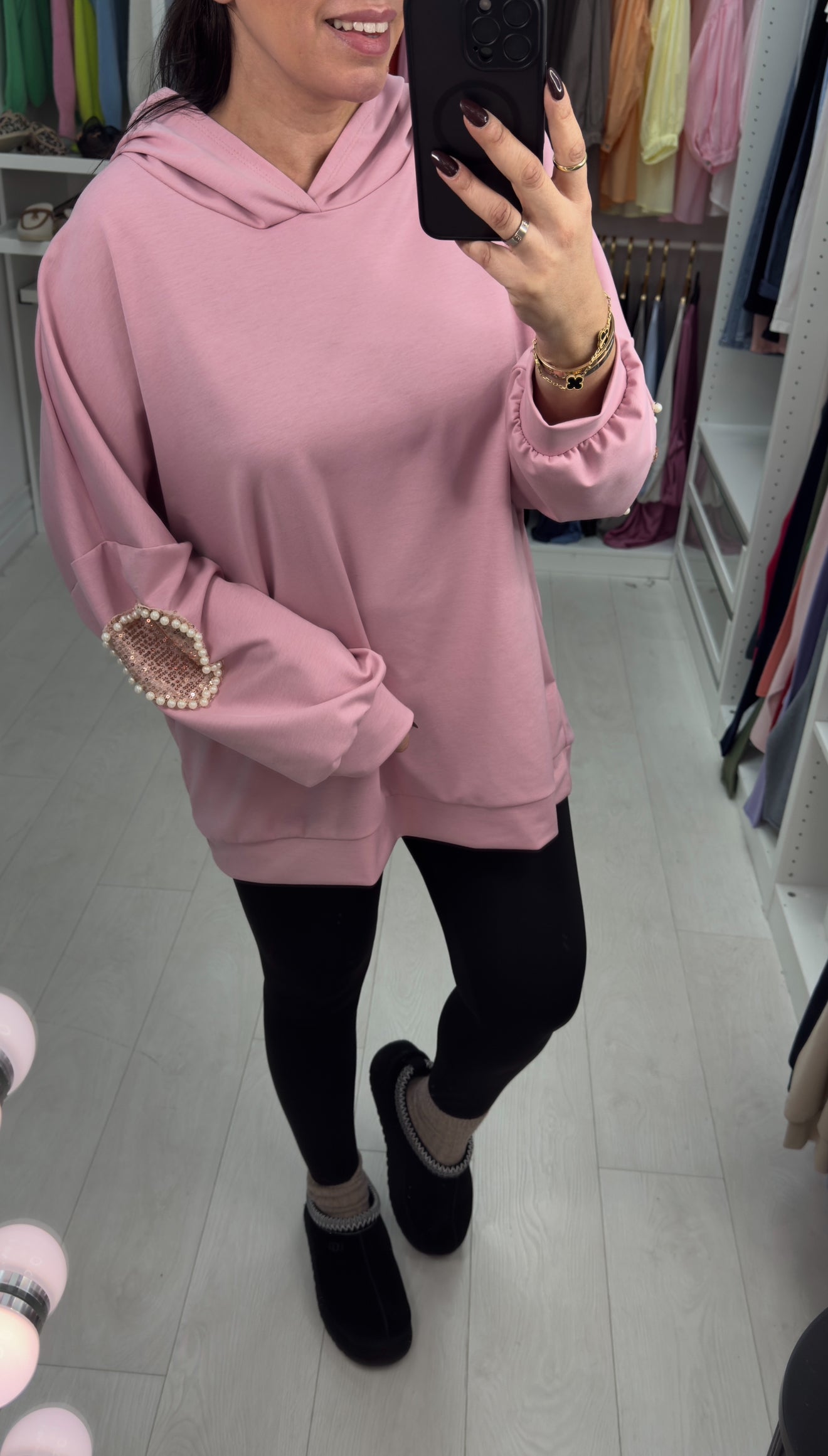 Michelle Embellished Sleeve Loose Fit Hoodie