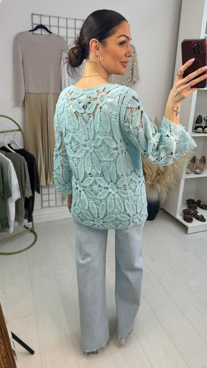 Rainey Crochet 3/4 Sleeve Top