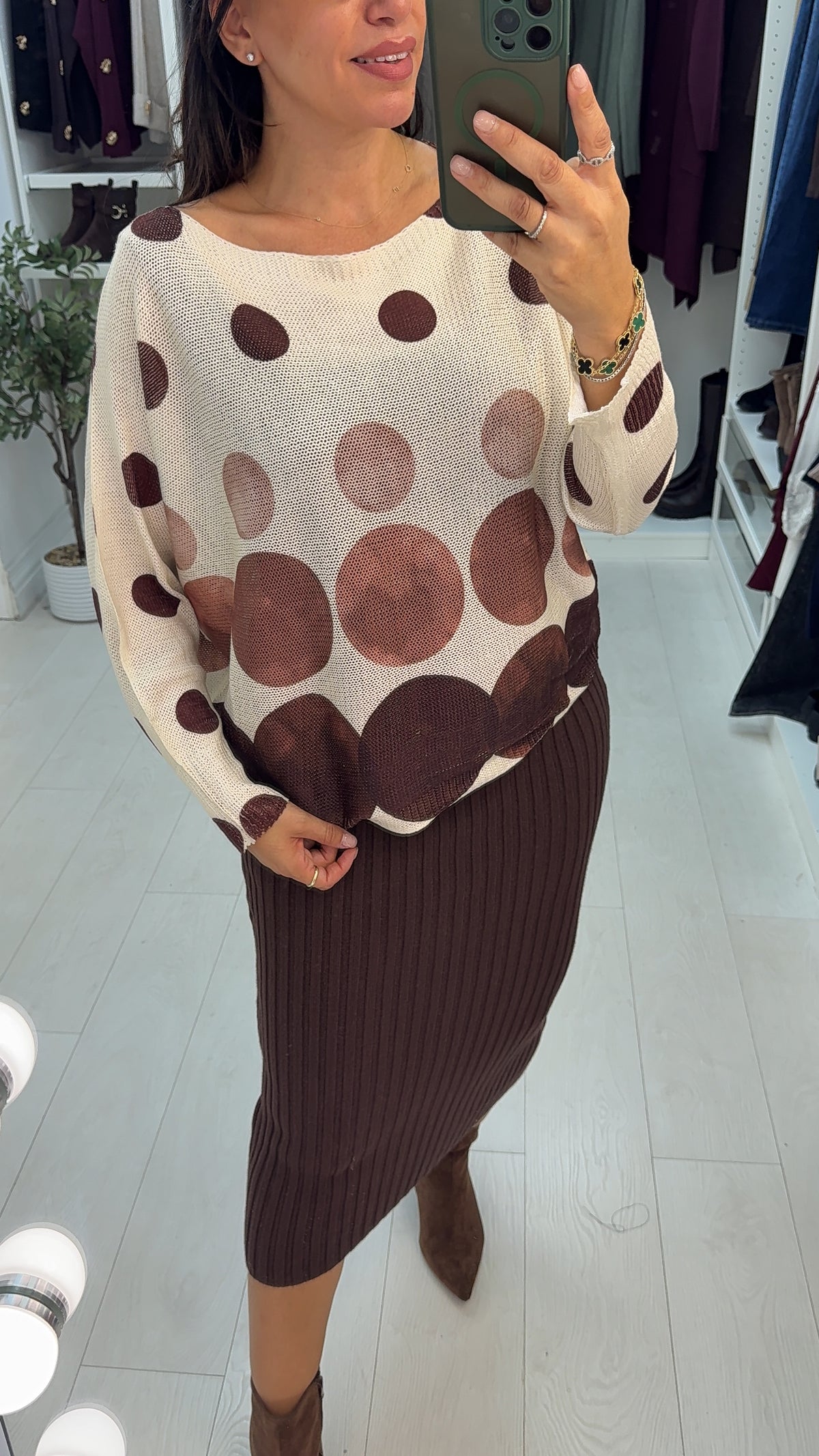 Darielle Polka Dot Batwing Top