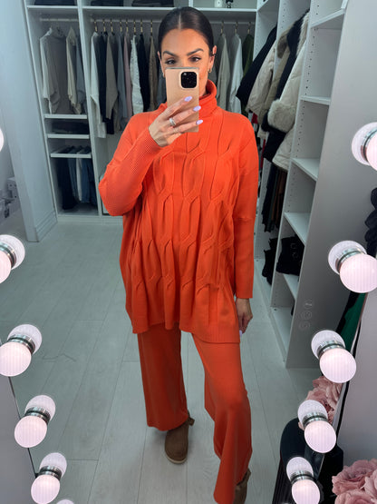 Tamia Roll Neck Cable Knit Loungewear Set