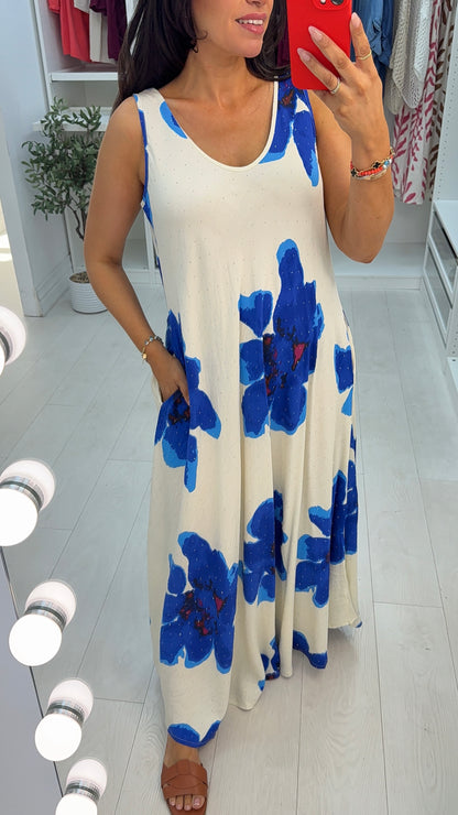 Allie Embellished Floral Print Loose Fit Maxi Dress