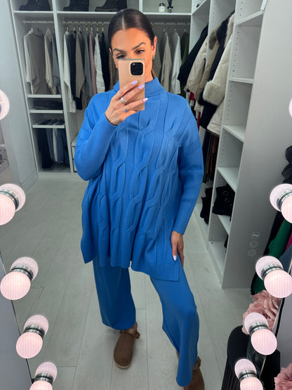 Tamia Roll Neck Cable Knit Loungewear Set