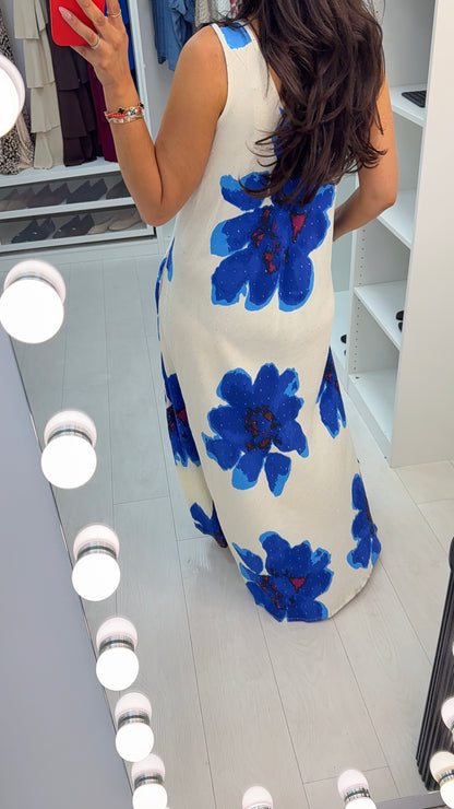 Allie Embellished Floral Print Loose Fit Maxi Dress