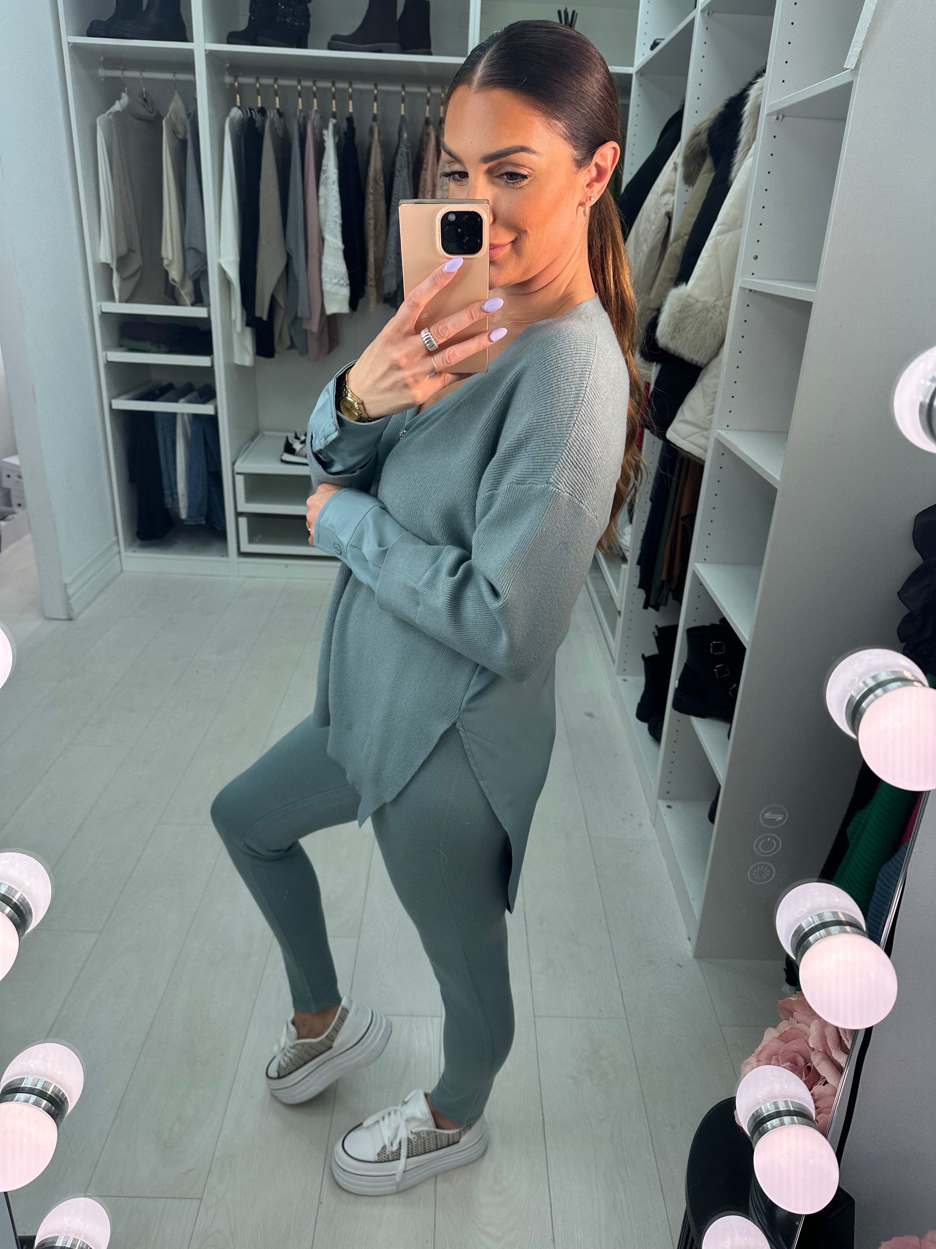 Peggy Diamante Button Loungewear Set