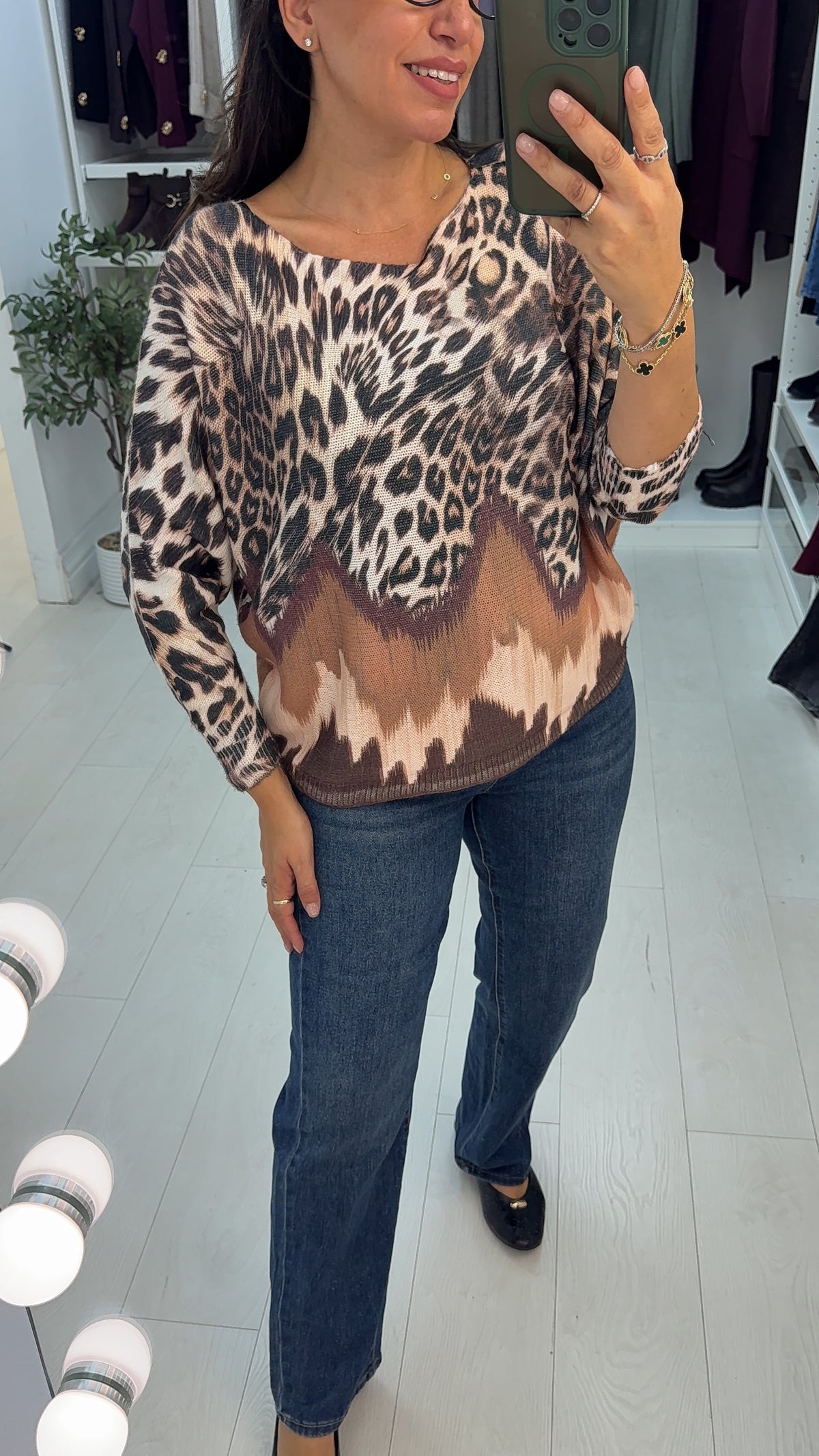 Georgette Leopard Print Batwing Top