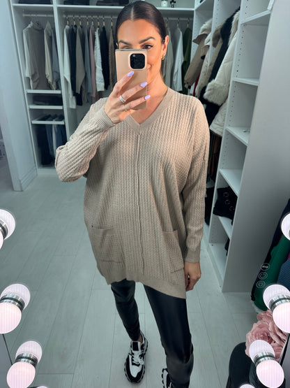 Coleen Zig Zag Ribbed Pocket Jumper