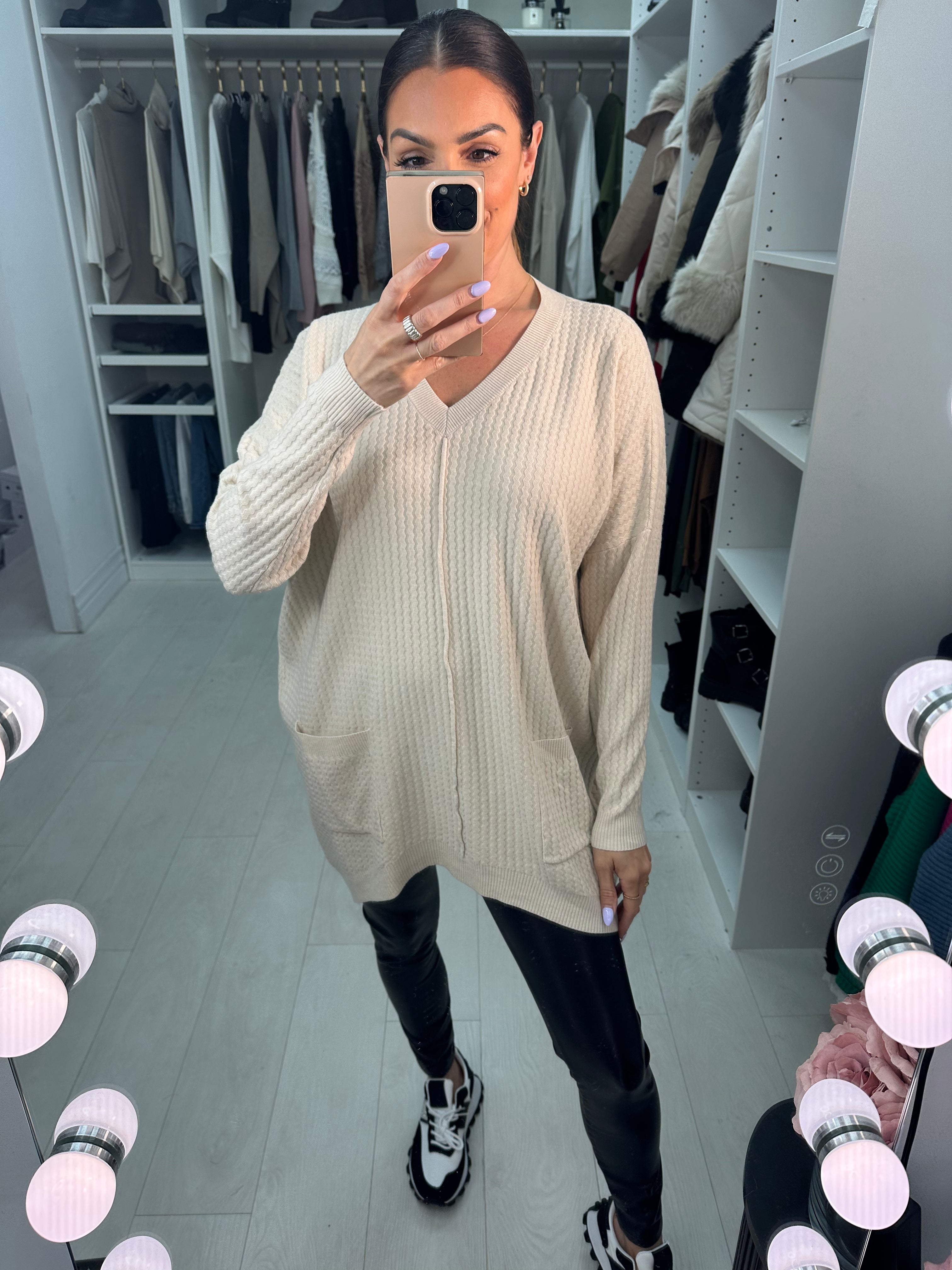 Coleen Zig Zag Ribbed Pocket Jumper