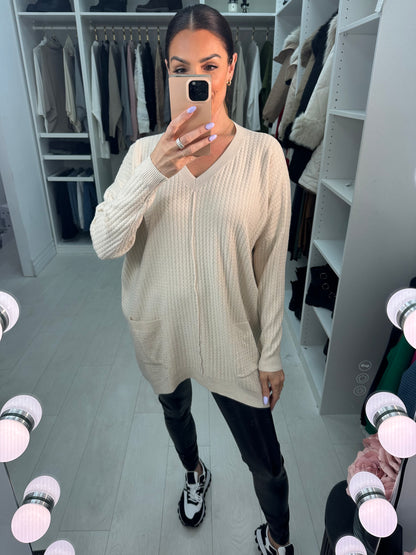 Coleen Zig Zag Ribbed Pocket Jumper