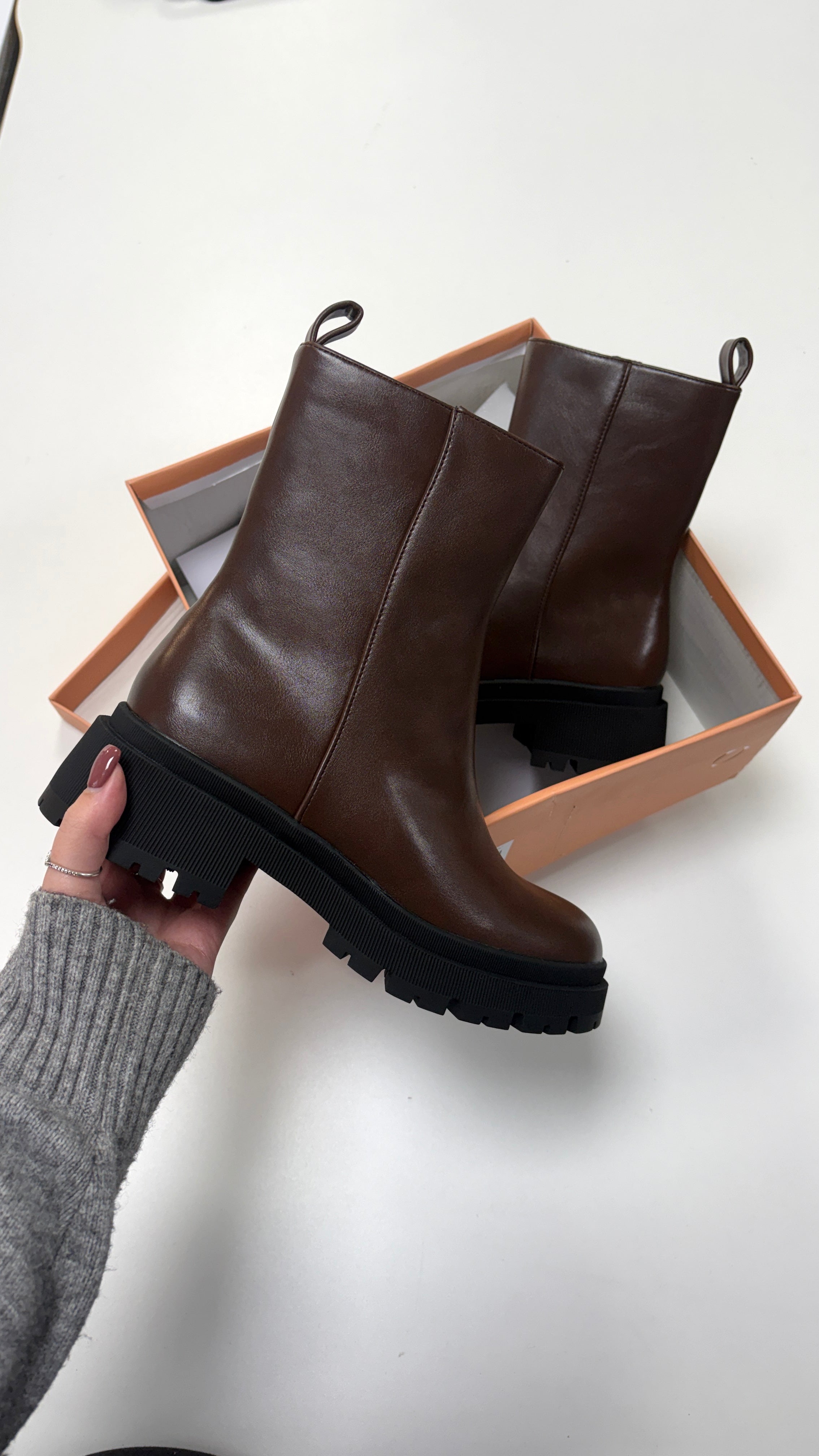 Mandy Faux Leather Ankle Boots