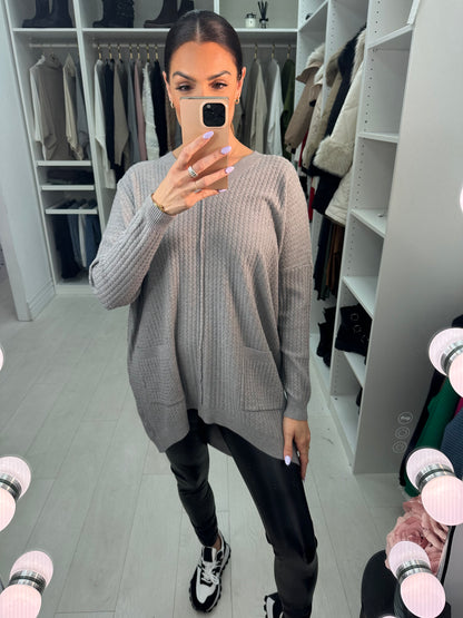 Coleen Zig Zag Ribbed Pocket Jumper