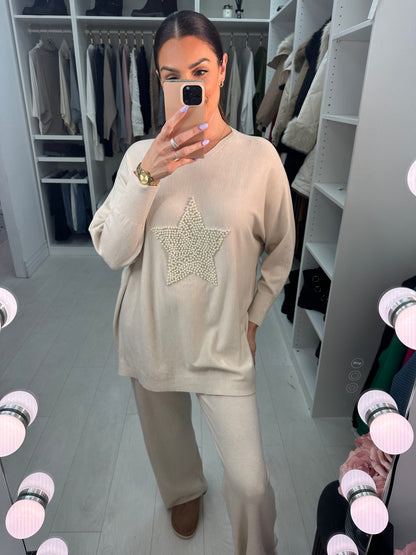 Sarla Pearl Star Detail Jumper & Leggings Set