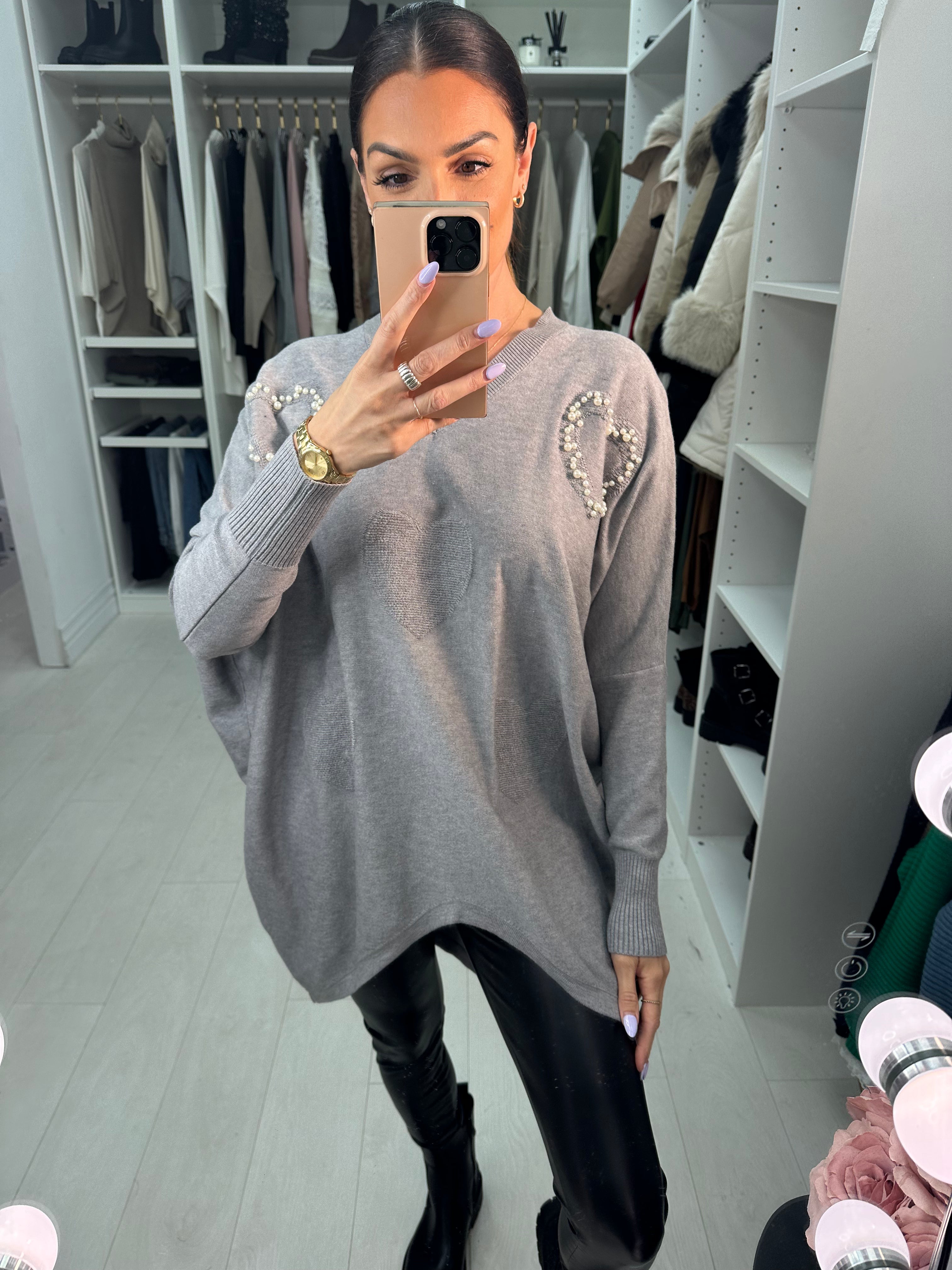 Yvette Pearl Heart Detail Jumper