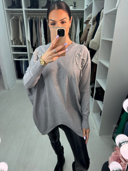 Yvette Pearl Heart Detail Jumper