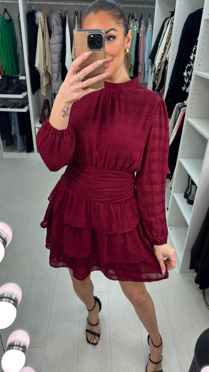 Lainey Sparkly Shirred Waist Mini Dress