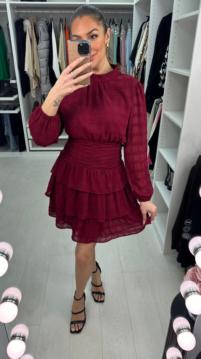 Lainey Sparkly Shirred Waist Mini Dress