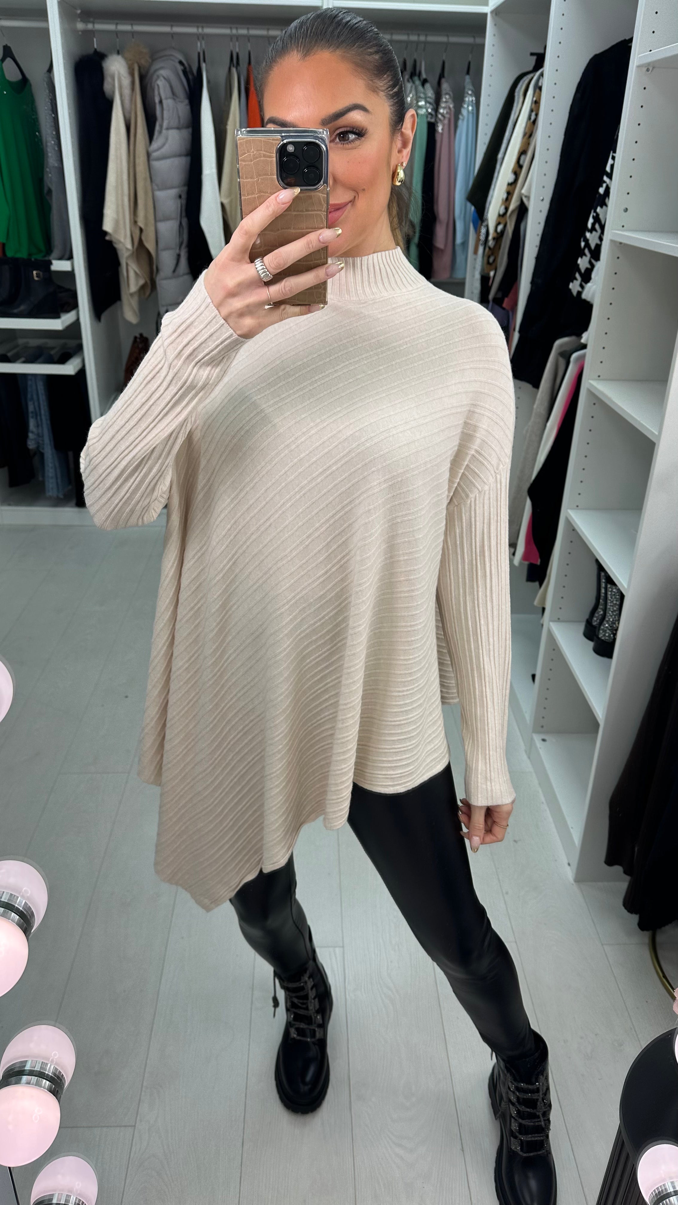 Sedona Plain Ribbed Asymmetric Jumper