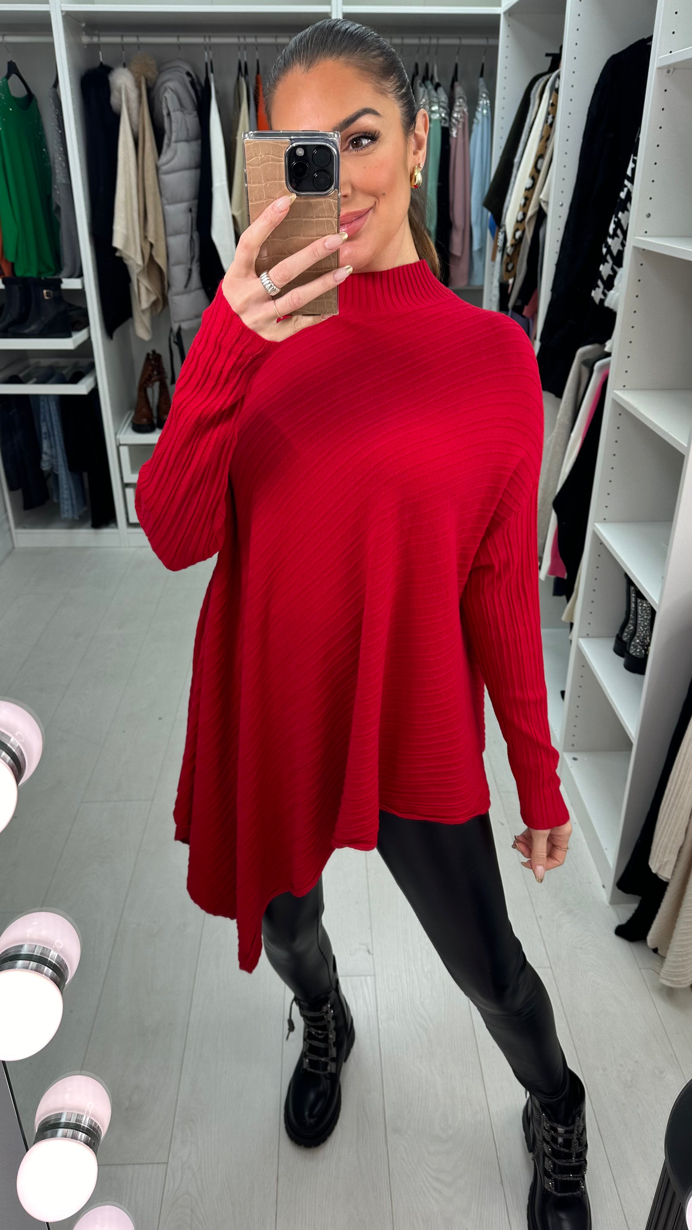 Sedona Plain Ribbed Asymmetric Jumper