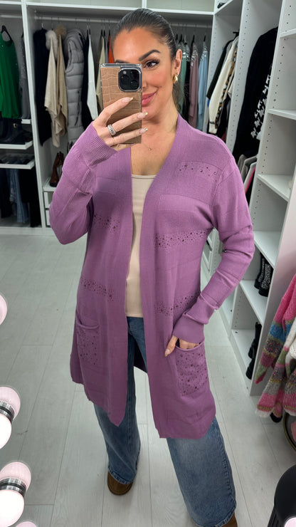 Moana Ribbed Embellished Detail Longline Cardigan