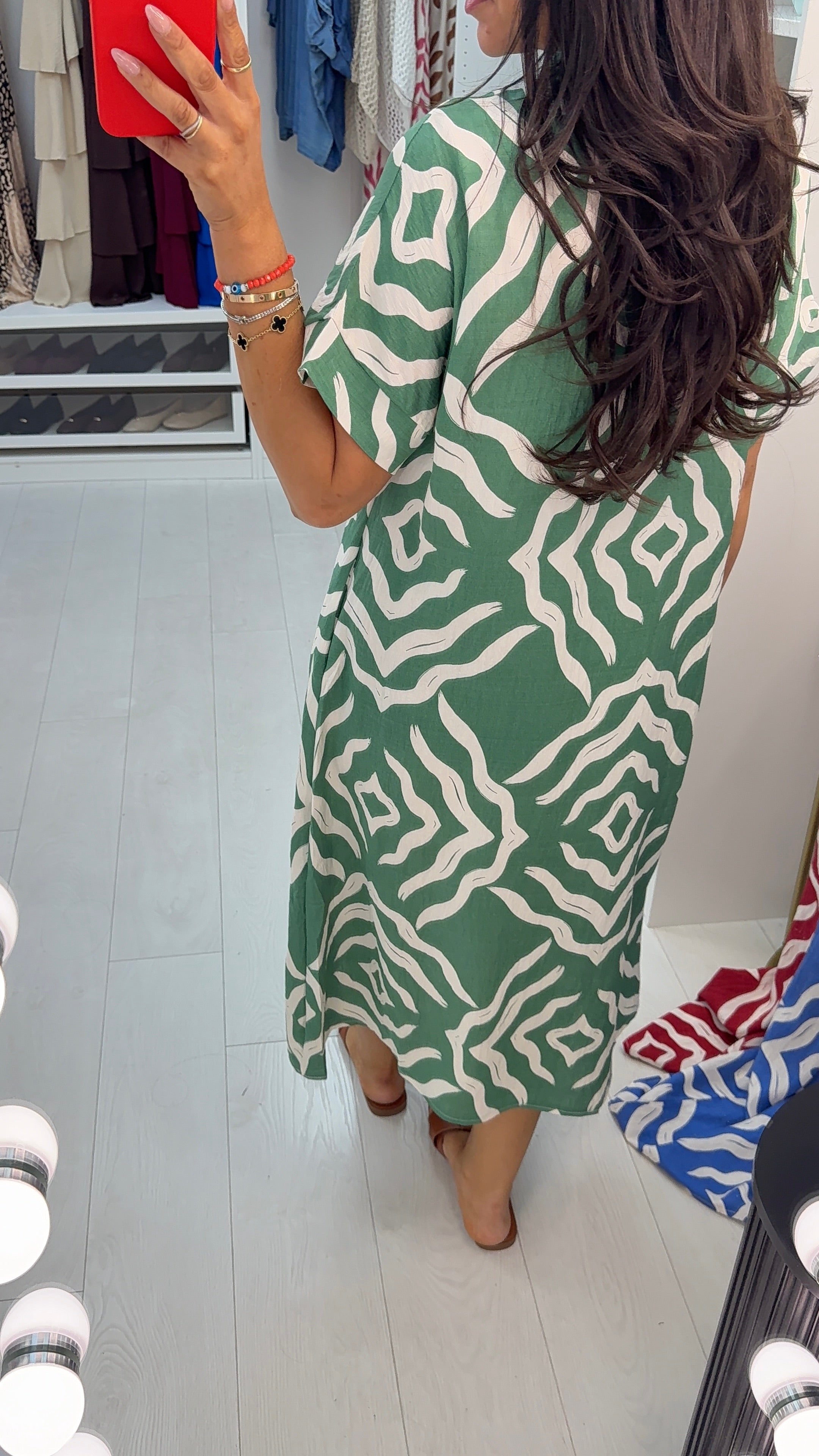 Marlow Abstract Print V Neck Loose Fit Dress