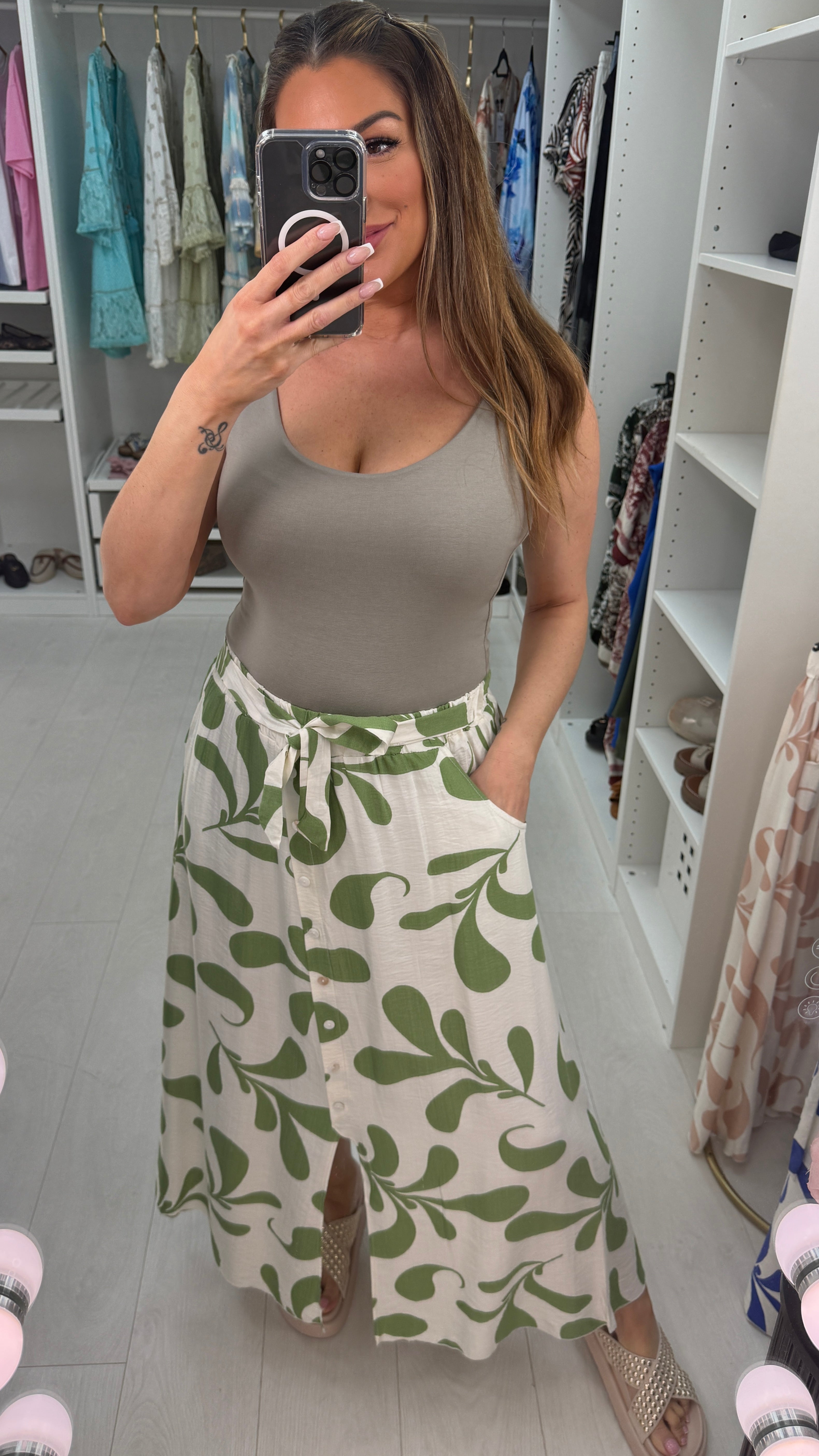 Toria Abstract Print Elasticated Waist Skirt