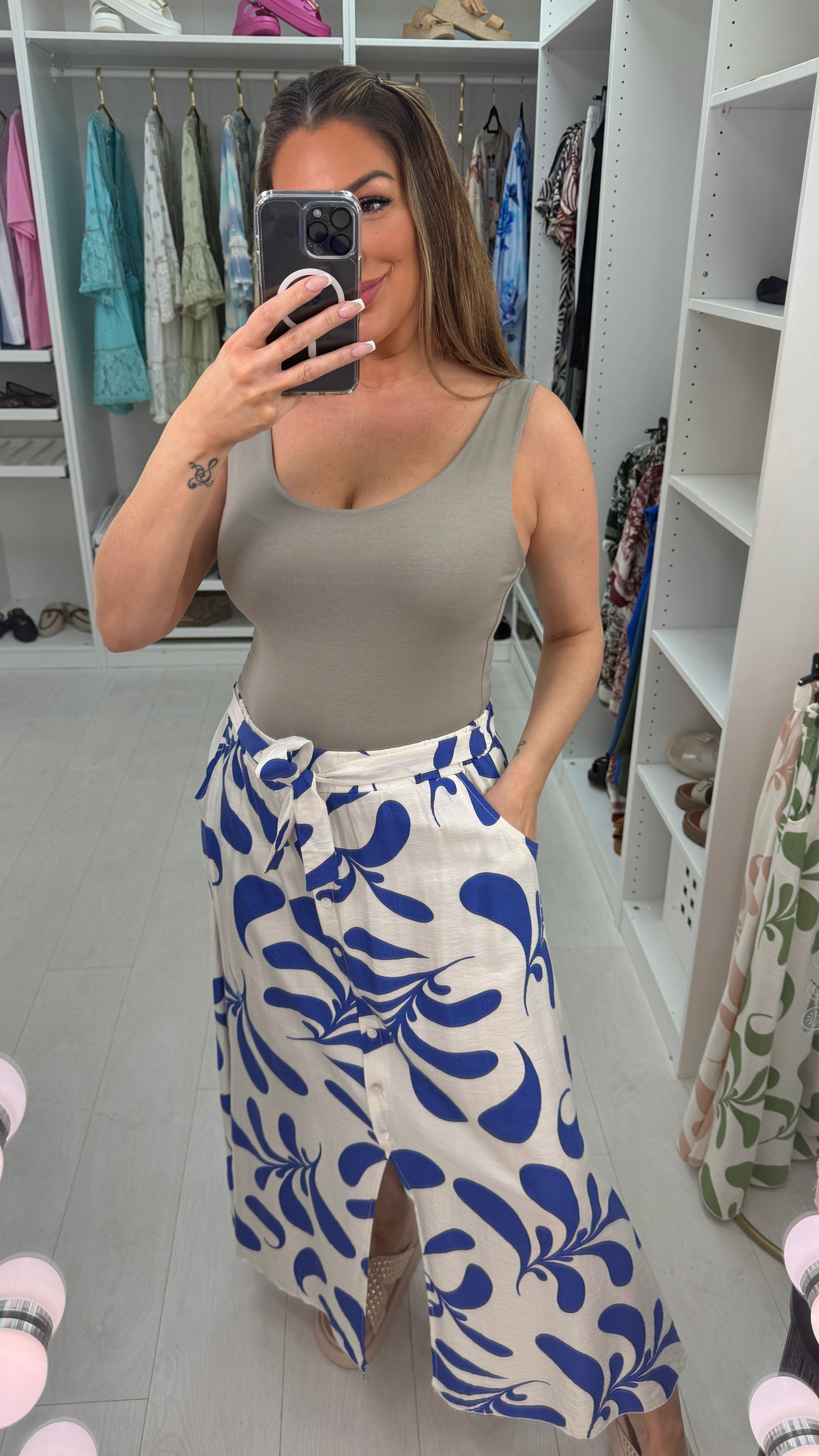 Toria Abstract Print Elasticated Waist Skirt