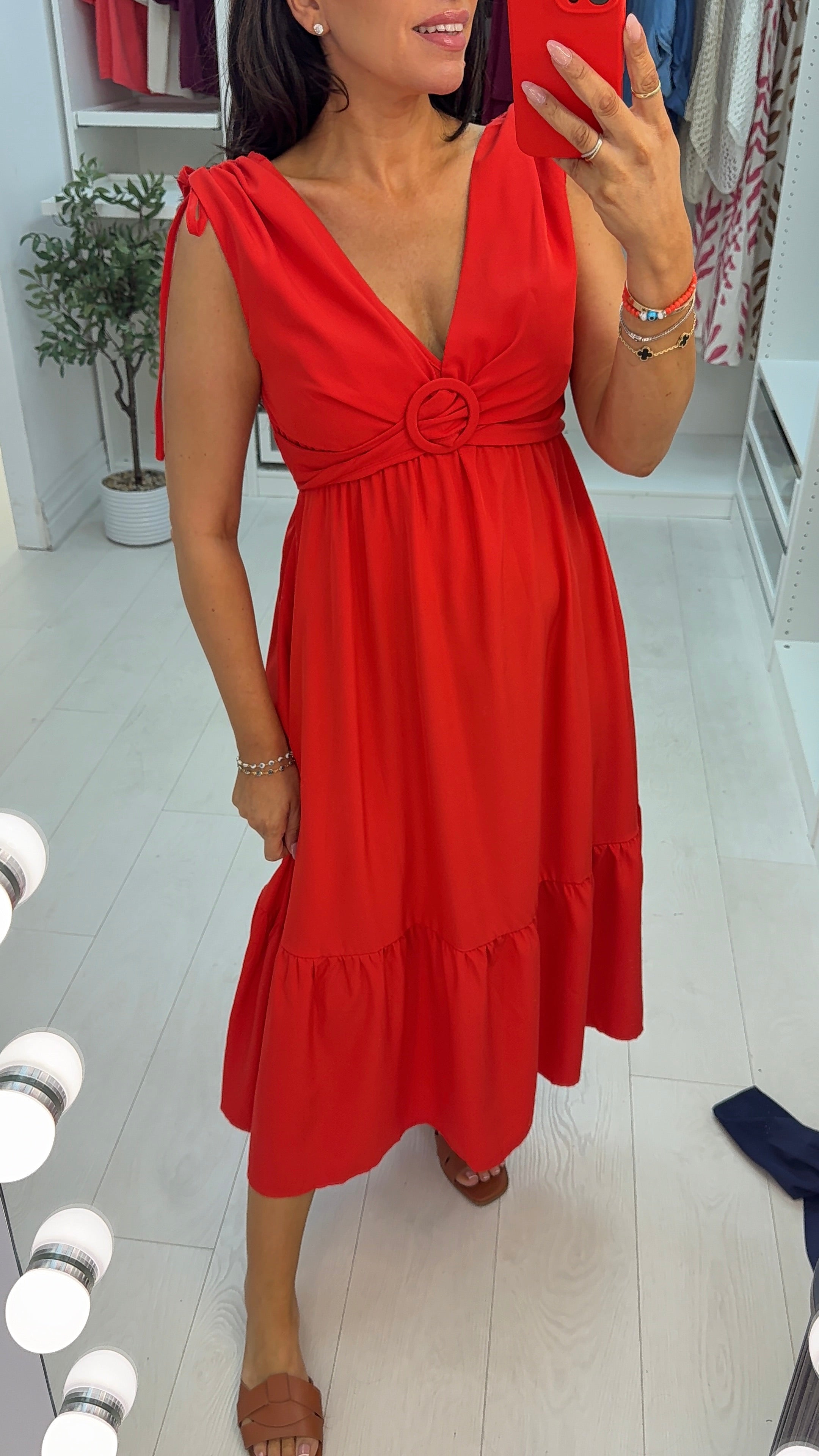 Jinnie Plain Deep V Neck Floaty Dress