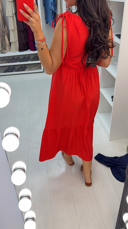 Jinnie Plain Deep V Neck Floaty Dress