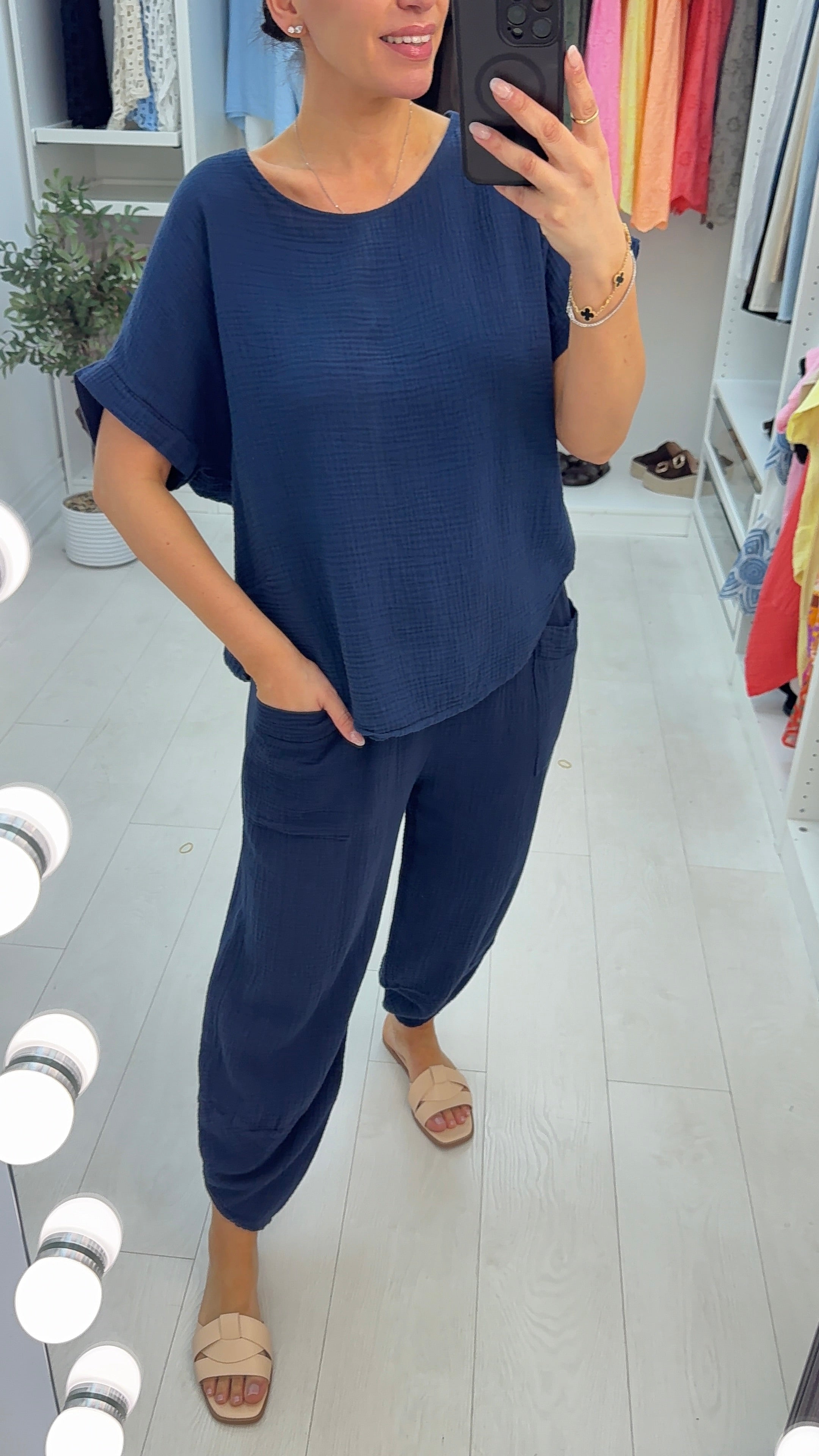 Selina Plain Cheesecloth Carrot Leg Co-ord Set