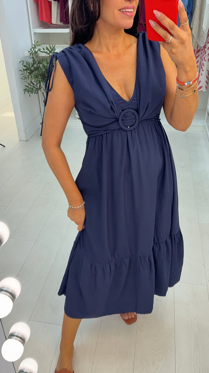 Jinnie Plain Deep V Neck Floaty Dress