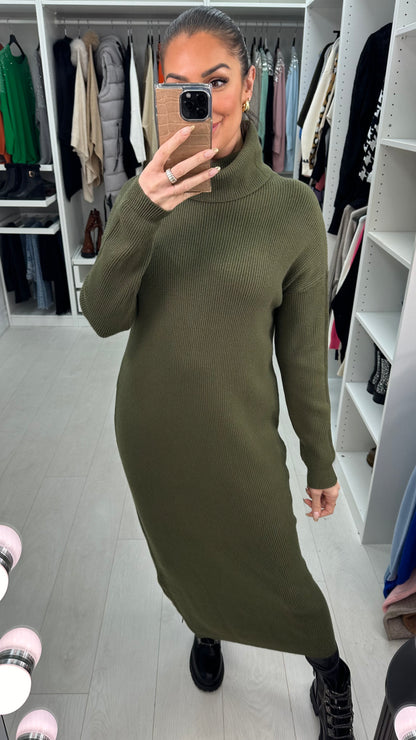 Liza Plain Roll Neck Knit Jumper Dress