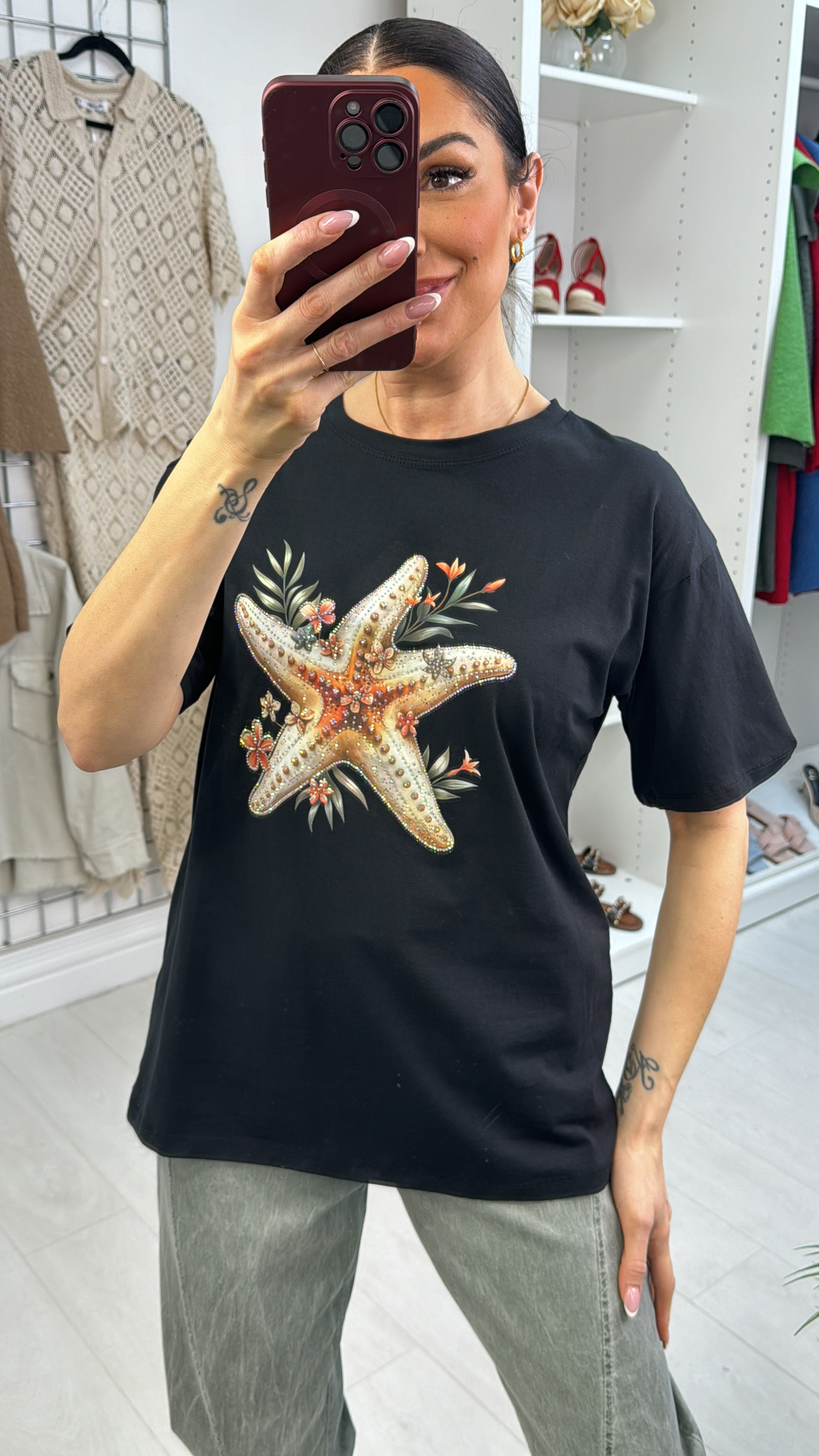 Chaya Embellished Starfish Short Sleeve T-Shirt