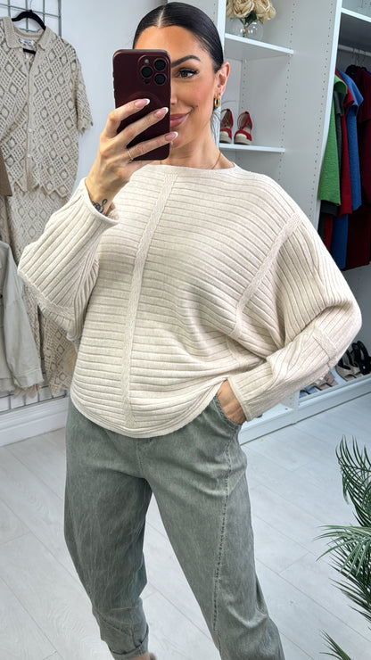 Kiki Plain Ribbed Batwing Jumper
