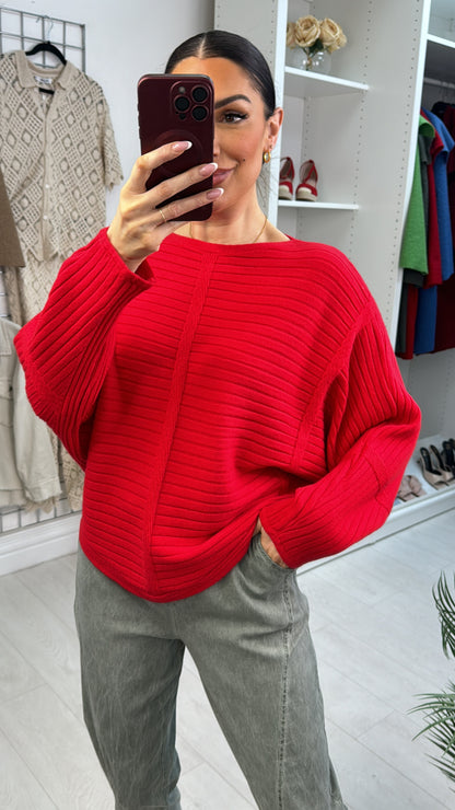 Kiki Plain Ribbed Batwing Jumper