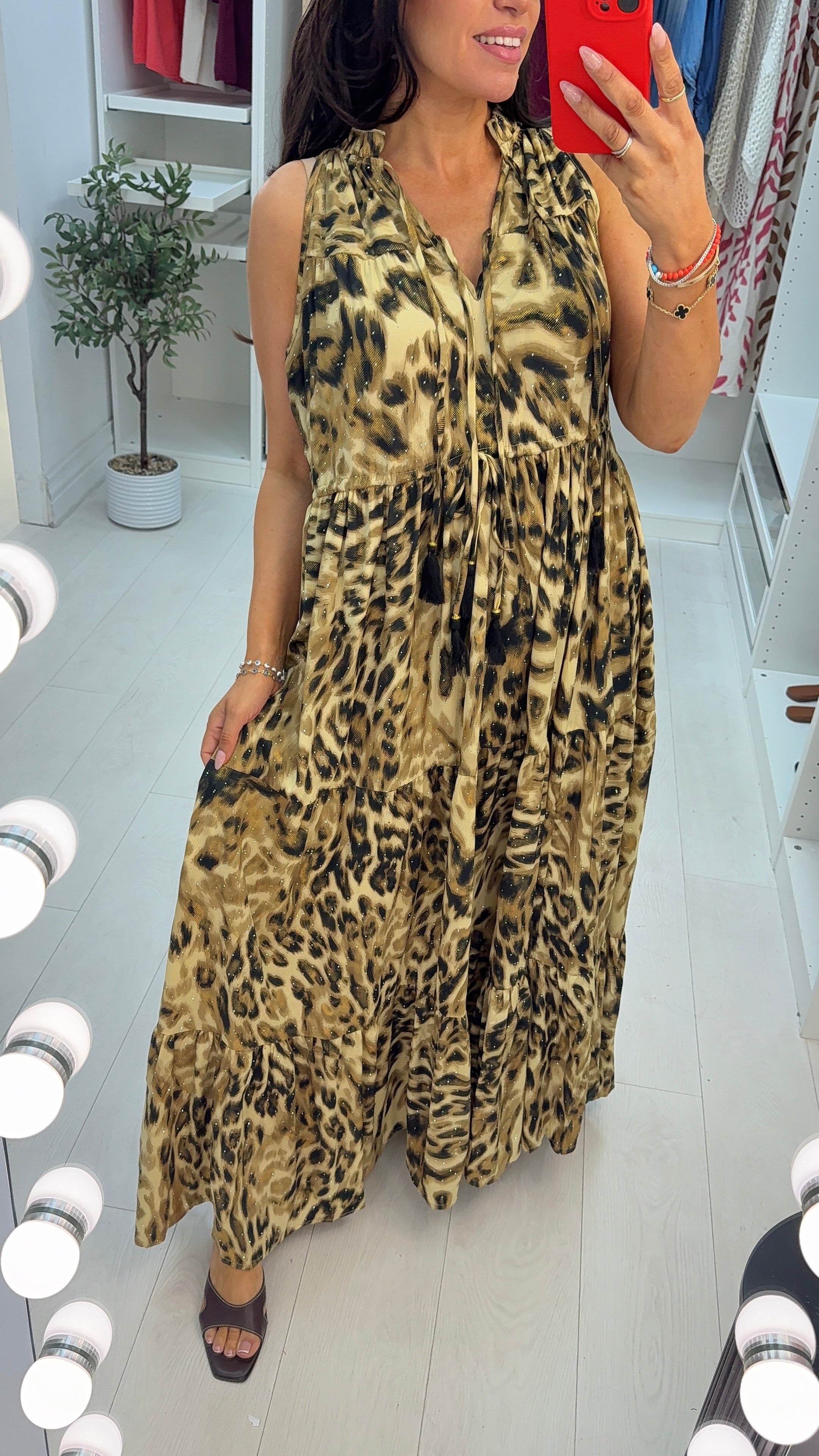 Freddy Embellished Animal Print Loose Fit Dress