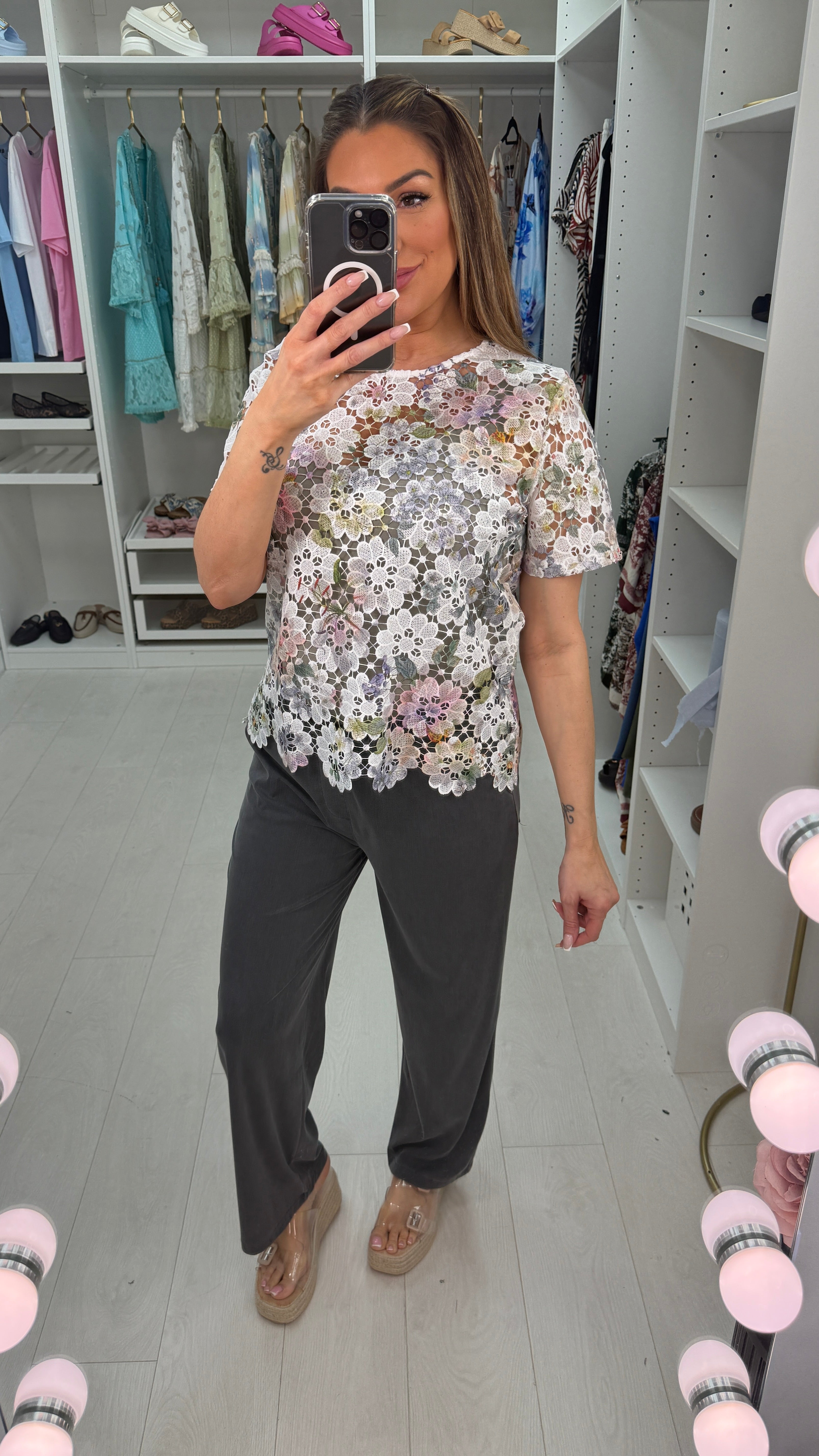 Phoenix Floral Lace Short Sleeve top